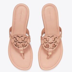 Tory Burch Miller Calf Leather Sandals Women's 5.5 NWT Light Makeup